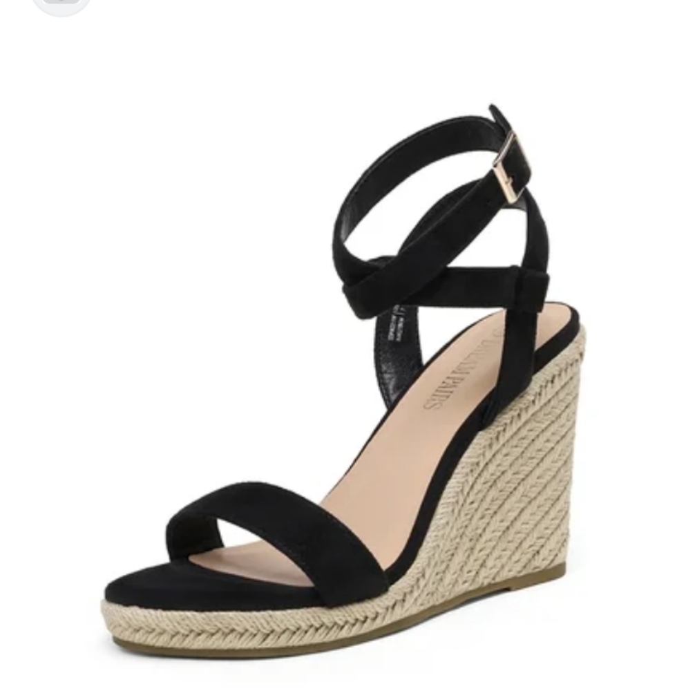 Dream Pairs Black Wedge Sandals with Ankle Straps